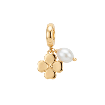 Clover and Pearl charm 6 mm forgyldt søl, fra Christina Jewelry & Watches